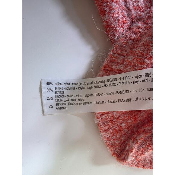 ZARA Pink Orange Heathered Checkered Boxy V-Neck Sweater SZ M - Picture 8 of 9